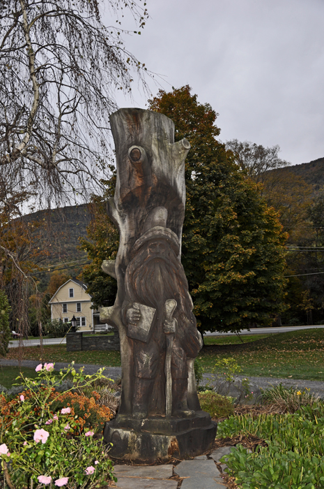 a carving outside of the store